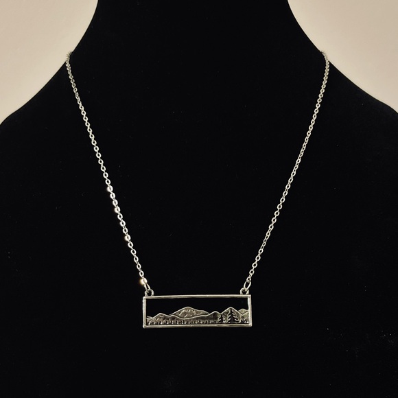 Hand Crafted Jewelry - Hand Crafted Silver Mountain Landscape Necklace